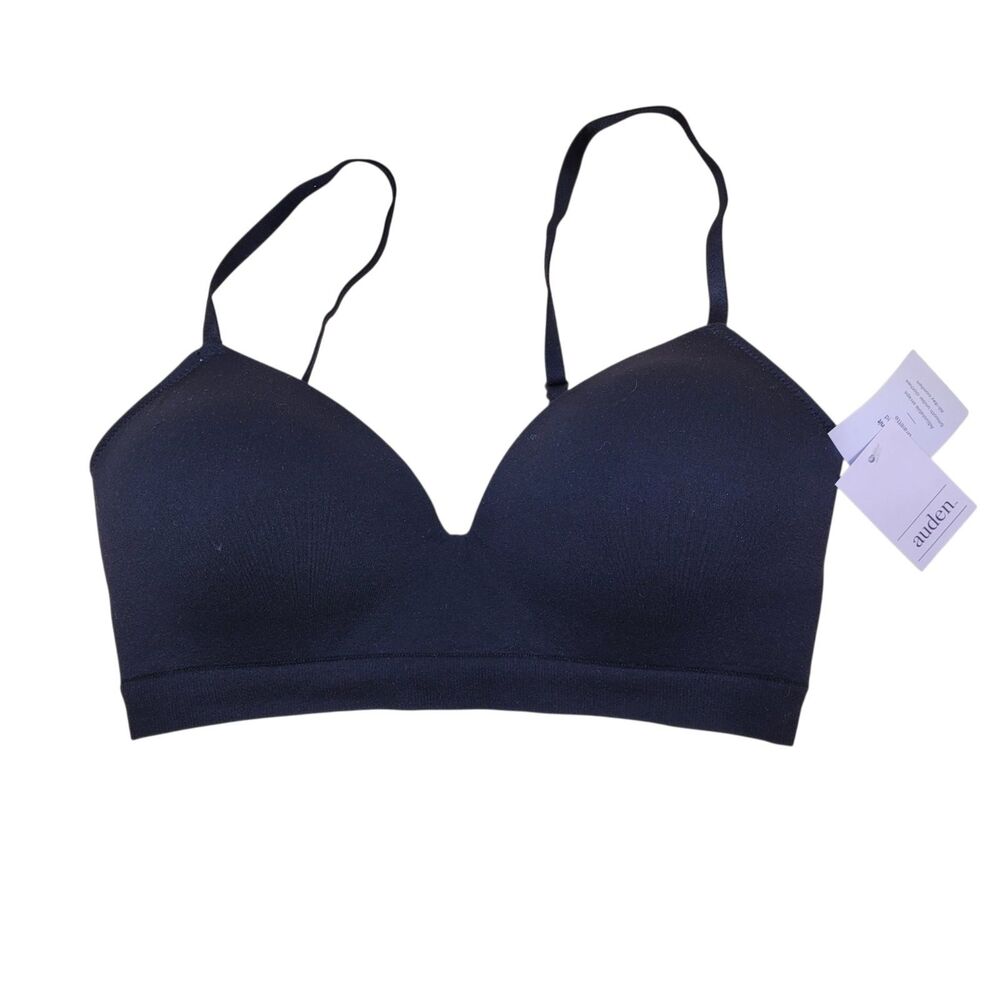 auden Seamless Knit Lightly Knit Lined Bralette Black Size Medium NWT